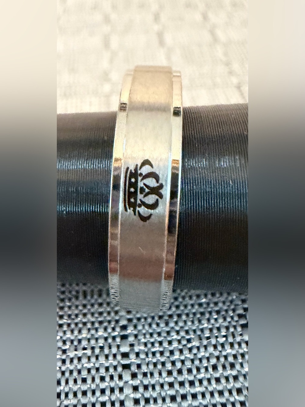 Men's Crown-Engraved Tungsy Ring
